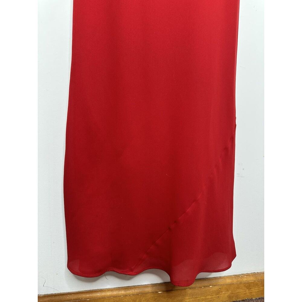 TRIO NEW YORK Vintage Red Draped Neck Chiffon Slip Maxi Dress Gown Size 8 - Picture 3 of 7